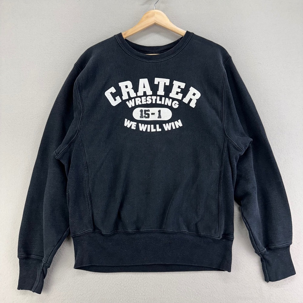 VTG Champion Reverse Weave Crater Wrestling Men's S Black Heavyweight Crewneck